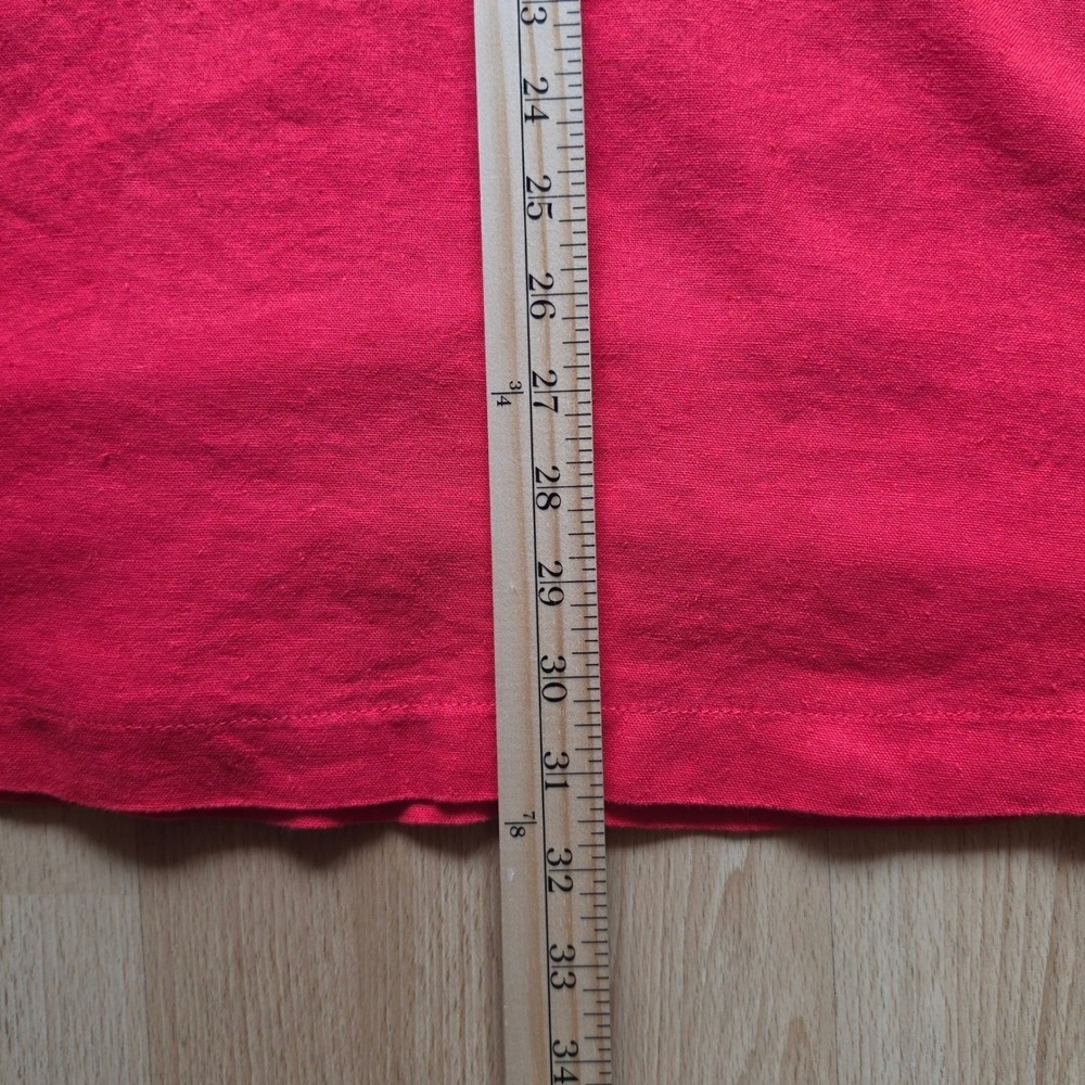 WAYF Red Linen Blend Side Cutout Midi Dress Womens Large Smocked Back Summer - Picture 8 of 11